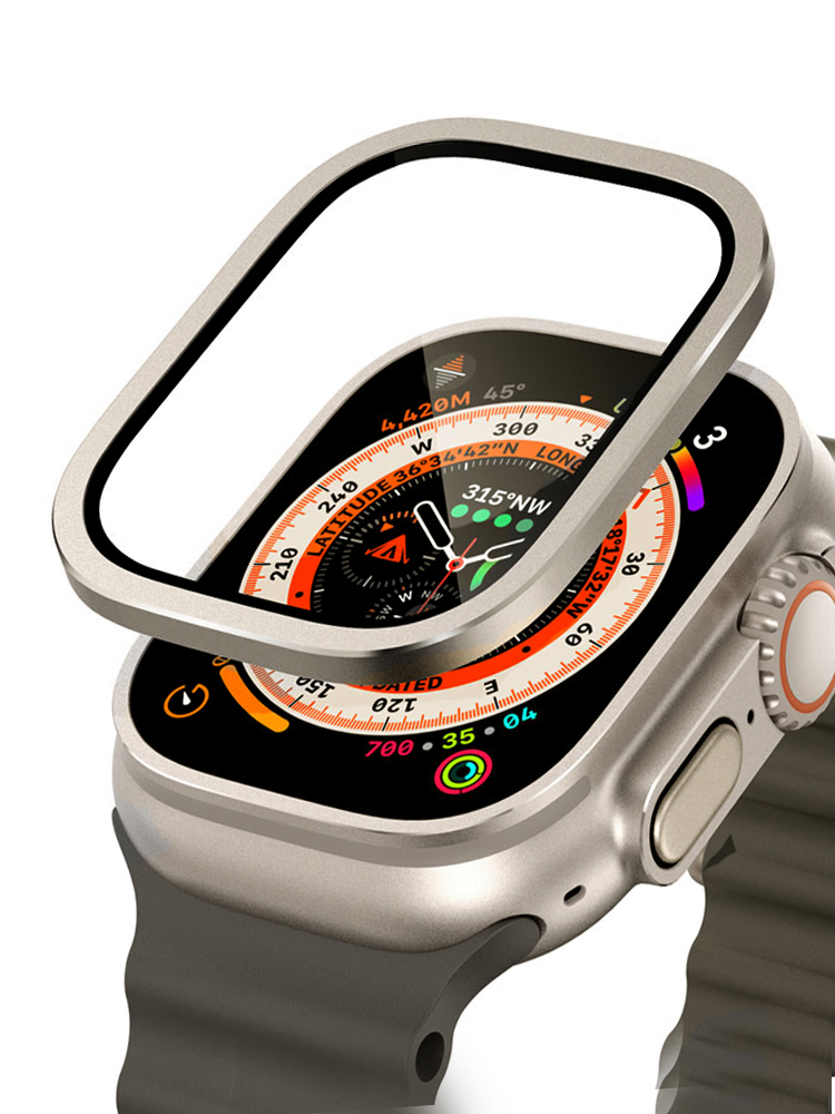 Smartwatch Watches For Mens - Apple Watch用の傷防止強化ガラス,チタンメタルフレーム,スクリーンプロテクター,アクセサリー,ウルトラシリーズ2,49mm
