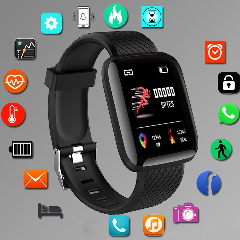 Smartwatch Watches For Mens - スポーツスマートウォッチフィットネスブレスレット音楽制御女性男性スマート腕時計 Android Bluetooth デジタル時計目覚まし時計天気
