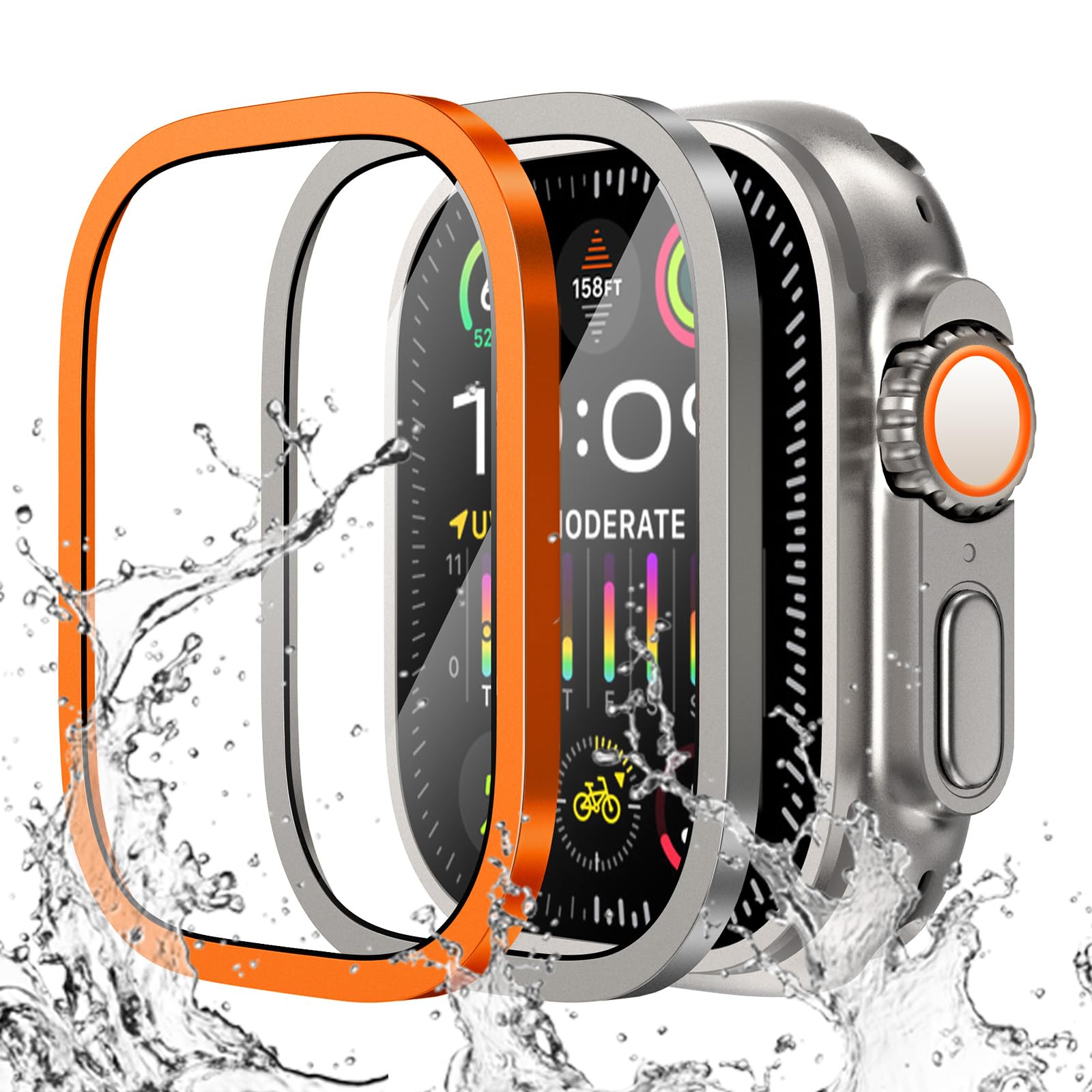 Smartwatch Watches For Mens - Apple Watch用の傷防止強化ガラス,チタンメタルフレーム,スクリーンプロテクター,アクセサリー,ウルトラシリーズ2,49mm