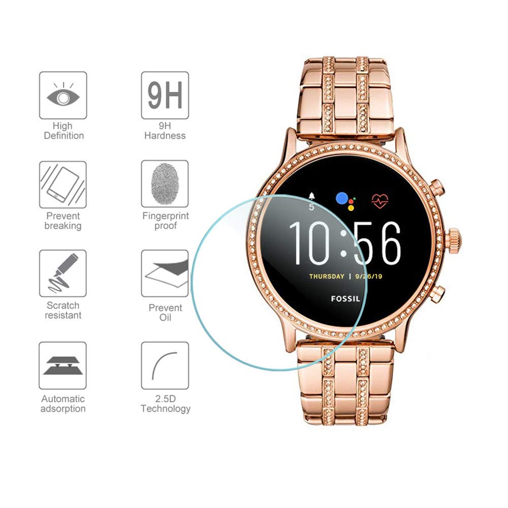 Fossil Watches Smartwatch Gen 5 - 6用スクリーンプロテクター,マスク用強化ガラス,スマートウォッチ用保護フィルム,5, 42mm, 44mm, 2個