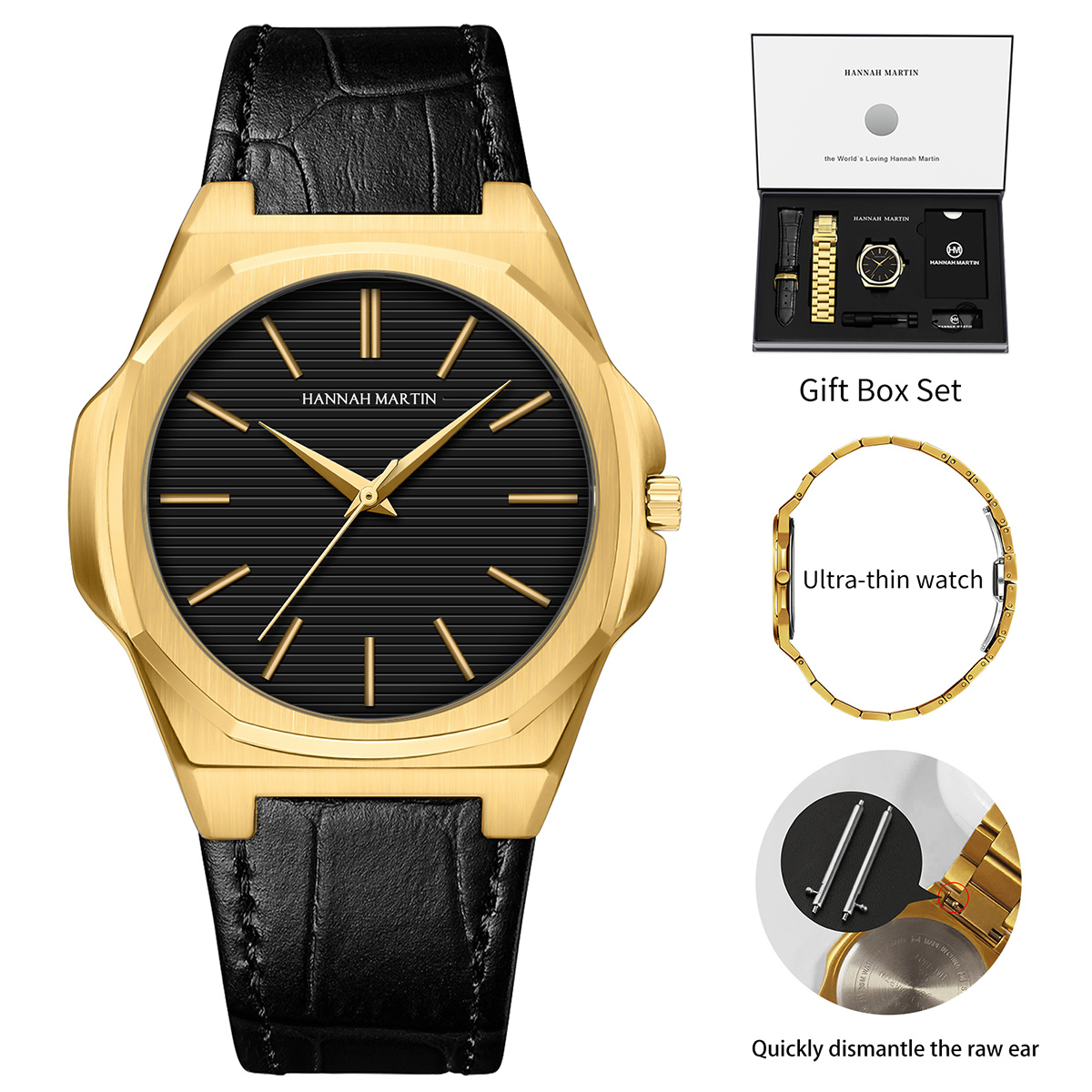 Analog Quartz Watch - 女性ギフトウォッチ 40mm ダイヤル 軽量ケース レザー&ステンレススチール 日本製ムーブメント