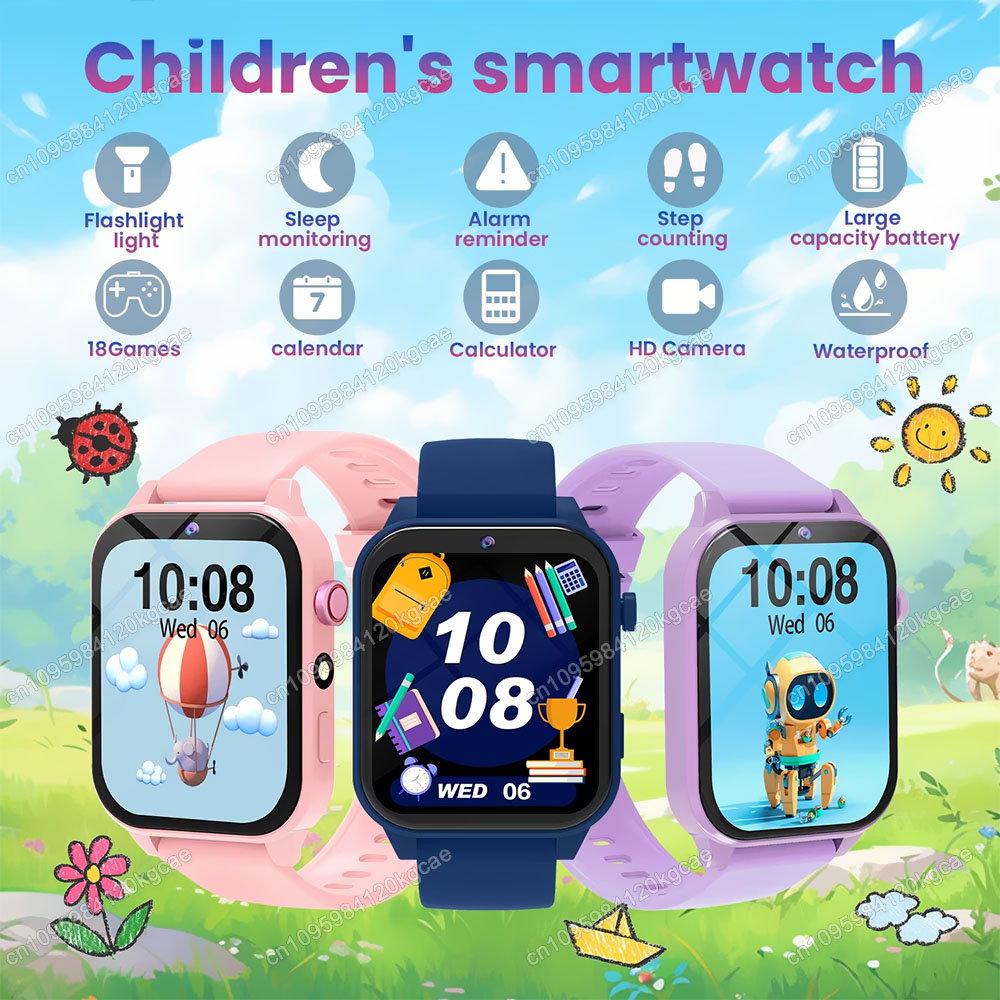 Smartwatch Watches Gift For Boys On Birthday - 2026年新型カメラ搭載スマートウォッチ 子供用ゲーム HDタッチスクリーン 睡眠モニタリング 懐中電灯 目覚まし時計