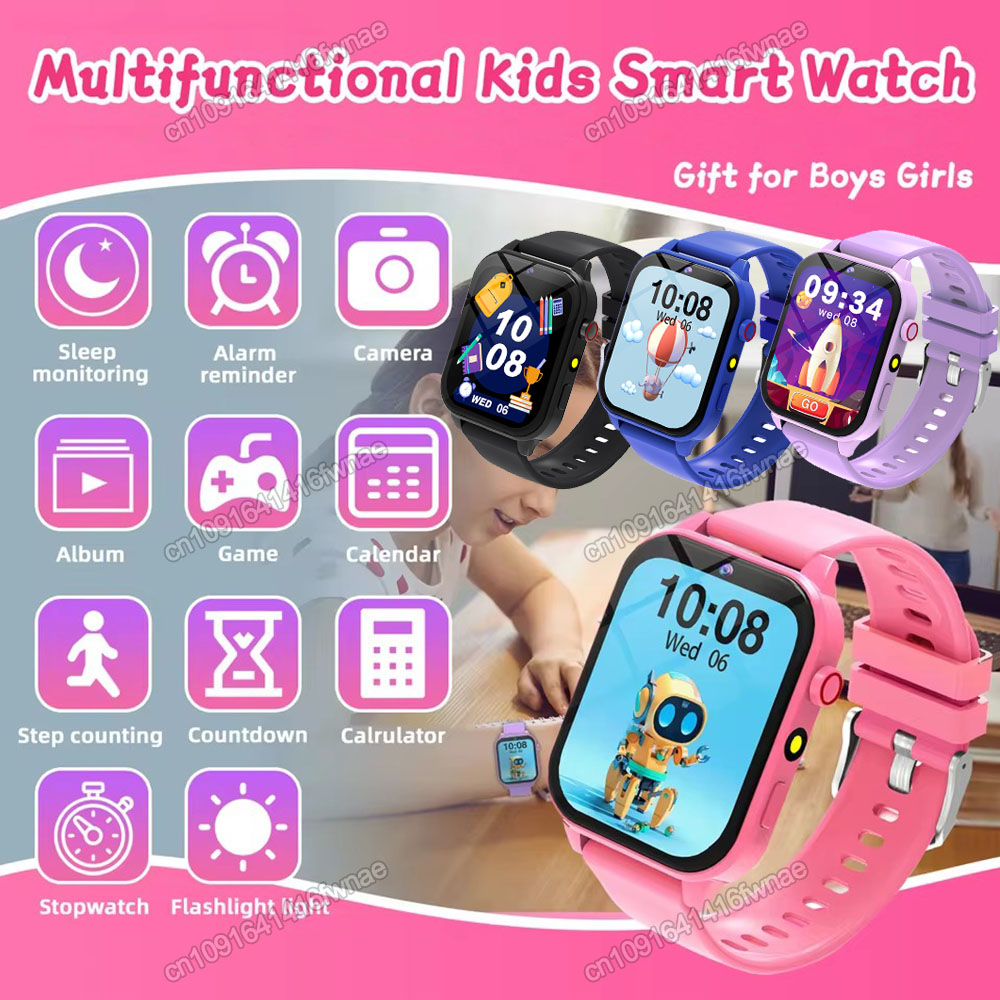 Smartwatch Watches Gift For Boys On Birthday - 子供向け新型スマートウォッチ HDタッチスクリーンカメラ 18種類のゲーム 睡眠モニタリング 目覚まし時計 電卓