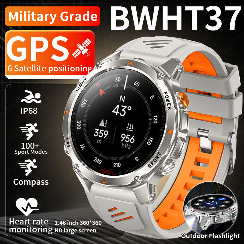 Smartwatch Watches For Mens - LIGE 頑丈な GPS 追跡スマートウォッチ男性 LED 懐中電灯コンパス