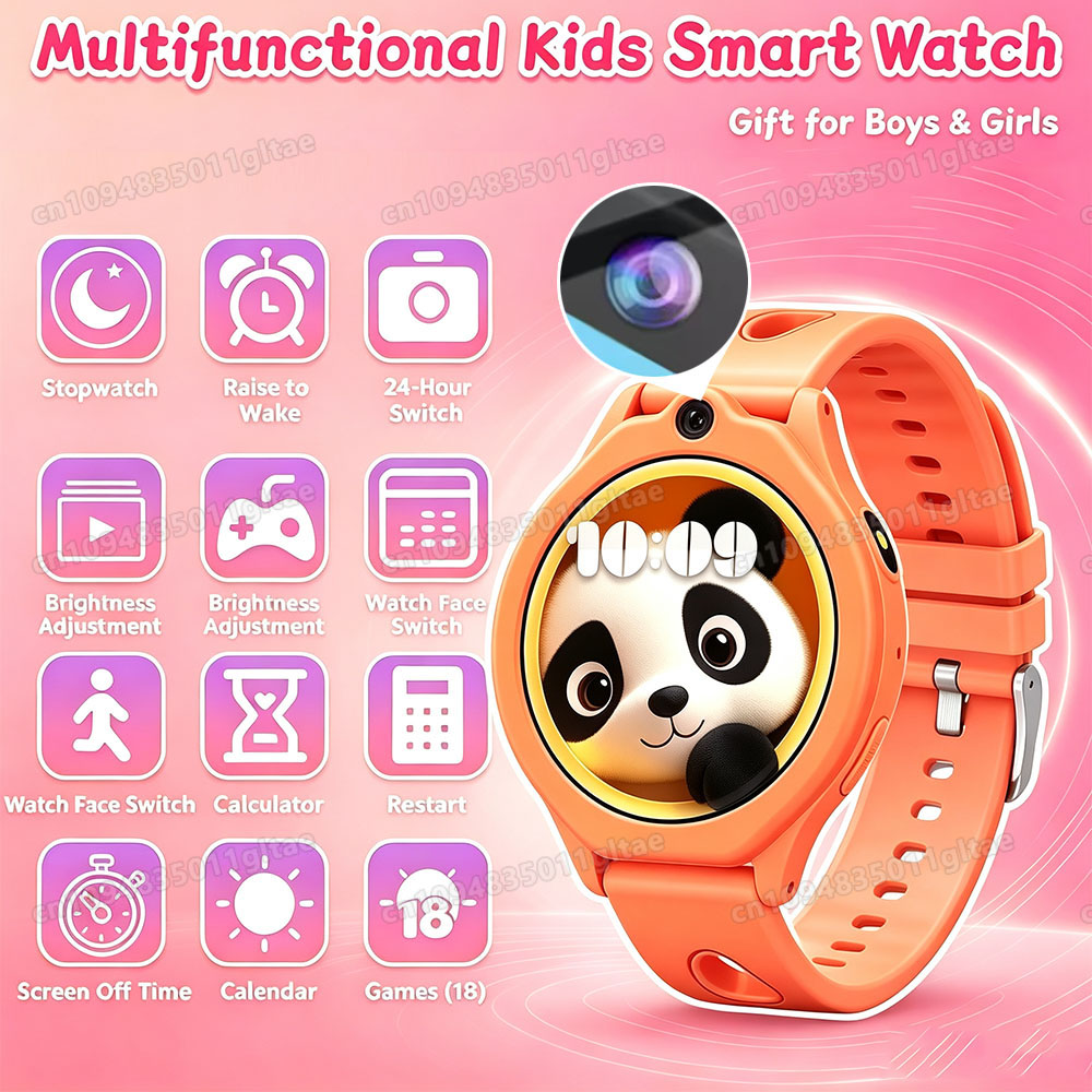 Smartwatch Watches Gift For Boys On Birthday - 2026年新型子供用スマートウォッチ HDタッチスクリーンカメラ 18種類のゲーム 睡眠モニタリング 目覚まし時計 電卓