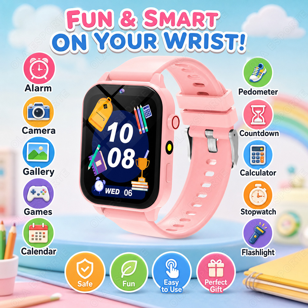 Smartwatch Watches Gift For Boys On Birthday - 子供用新型スマートウォッチ HDタッチスクリーンカメラ 18種類のゲーム 睡眠モニタリング アラームクロック 電卓