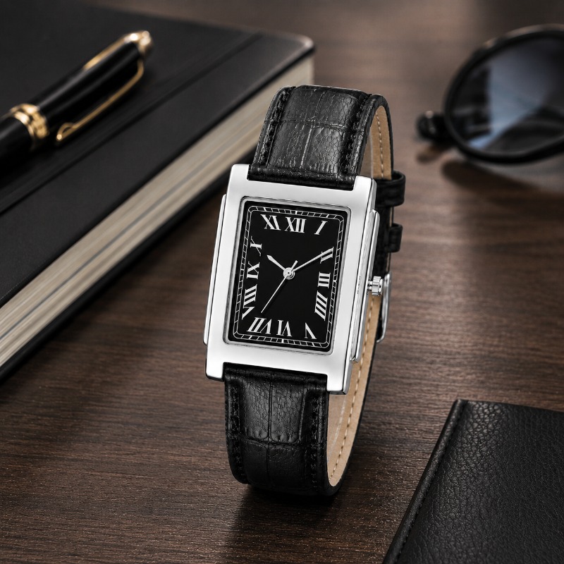 ビジネスメンズアナログクォーツ腕時計 レトロスクエア ローマ - Smartwatch Square Watches For Men のレビューと価格