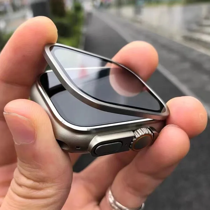 Apple Watch用の傷防止強化ガラス,チタンメタルフレ - Smartwatch Watches For Mens のレビューと価格