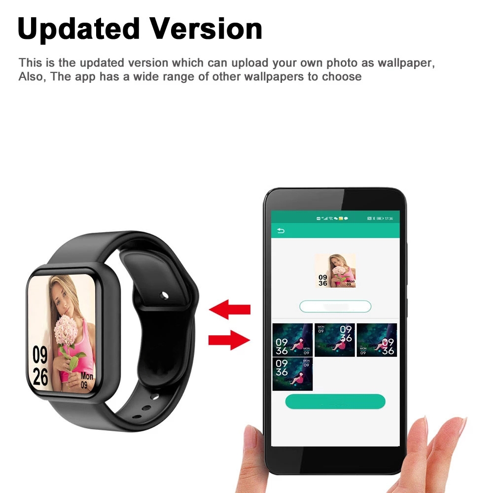 男性と女性のためのスマートウォッチ,スポーツモード,音楽コン - Smartwatch Square Watches For Men のレビューと価格