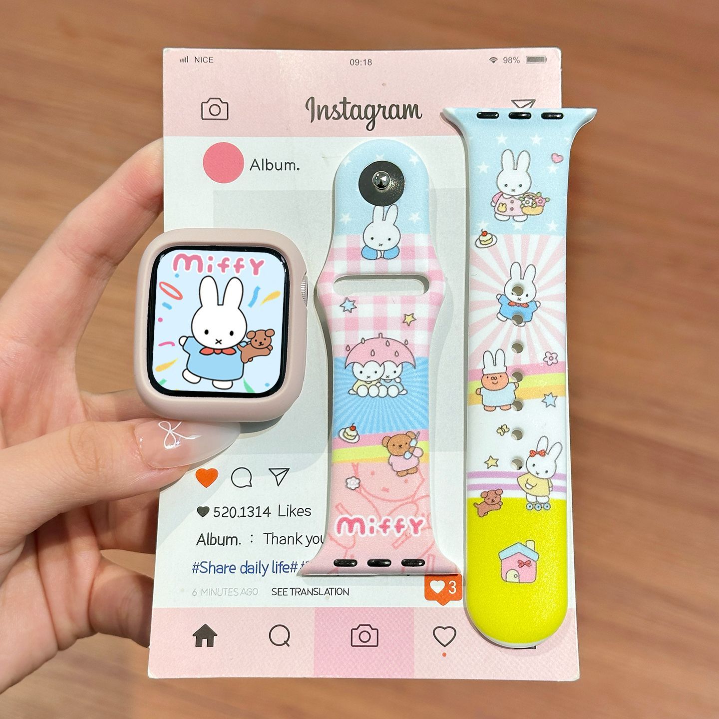 ドーパミンカラー ミッフィー シリコン時計バンド かわいい  - Apple Watch Band のレビューと価格