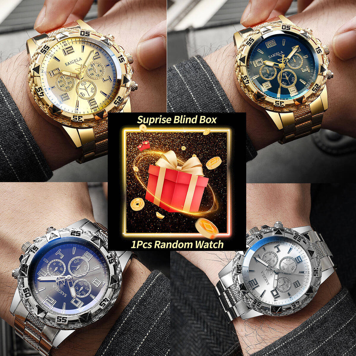 1PC サプライズミステリー腕時計ブラインドボックス-メンズ - Analog Quartz Watch のレビューと価格