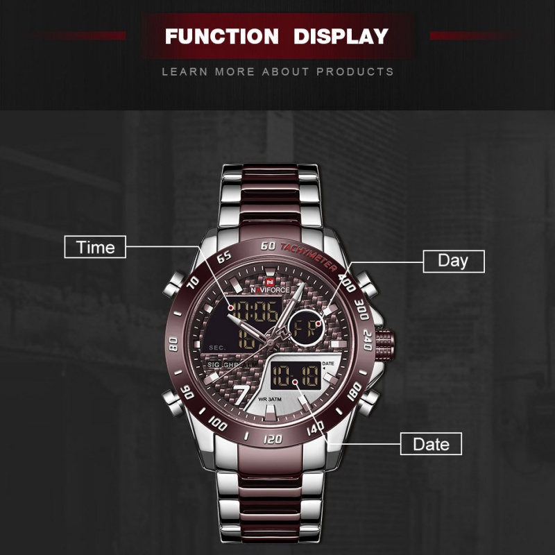 NAVIFORCE メンズ 新型アナログデジタル腕時計 3A - Analog Quartz Watch のレビューと価格