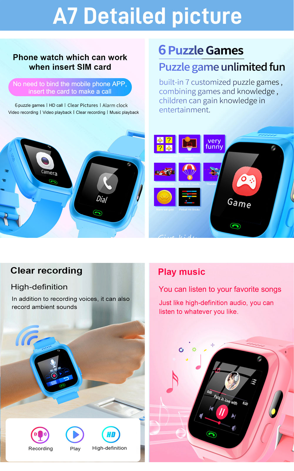 2 グラム 4 グラム子供スマートウォッチ電話ゲーム時計ミニ - Smartwatch Watches Gift For Boys On Birthday のレビューと価格