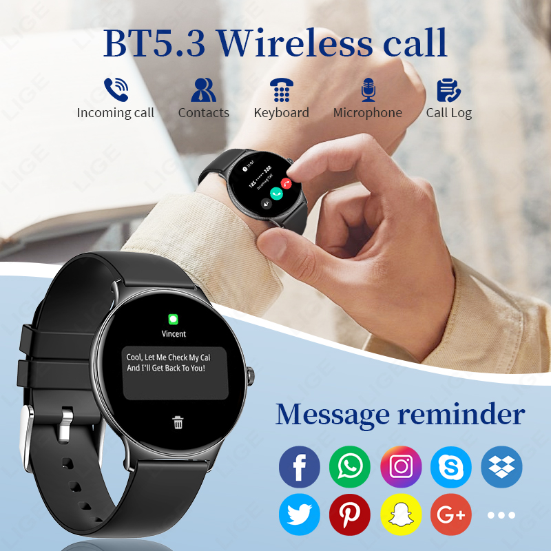LIGE 超薄型ファッションスマートウォッチ女性画面常に時間 - Smartwatch Watches Gift For Women のレビューと価格